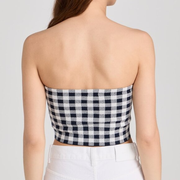 NEW KULE The Jo Plaid Top Navy White Size S - Picture 7 of 7